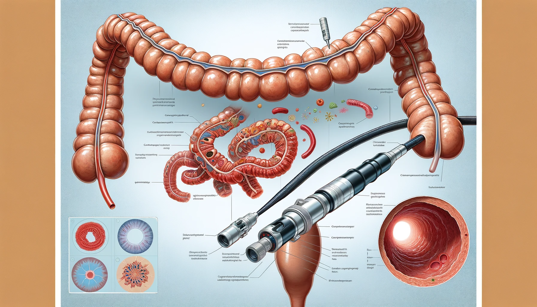 DALL·E 2023-12-12 09.34.35 - A detailed illustration of a Colonoscopy procedure. The image visually captures the anatomy and process involved in a Colonoscopy. It shows a person's.png