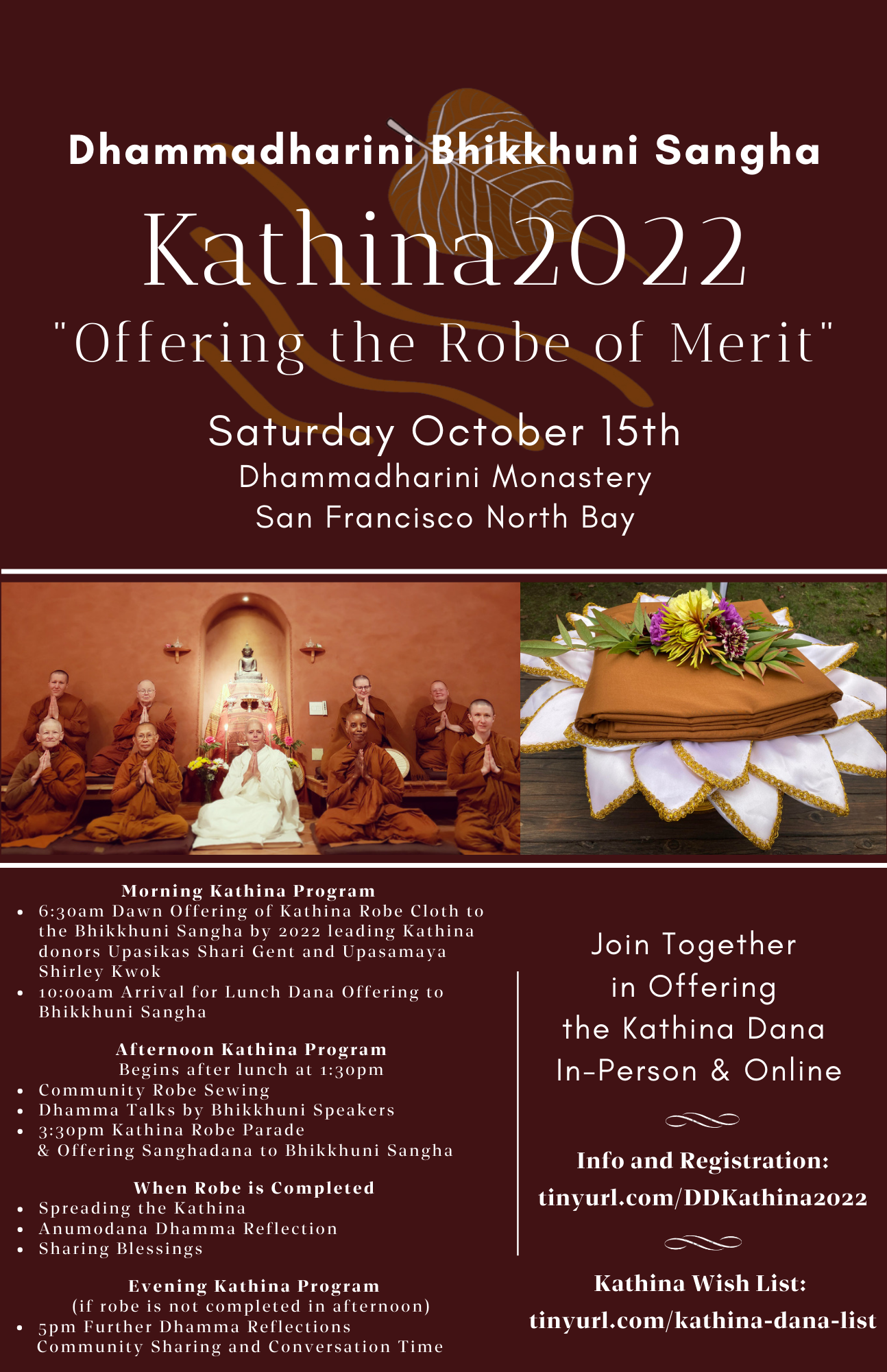 Dhammadharini Oct 15th Dhammadharini Kathina 2022 flyer [portrait].png