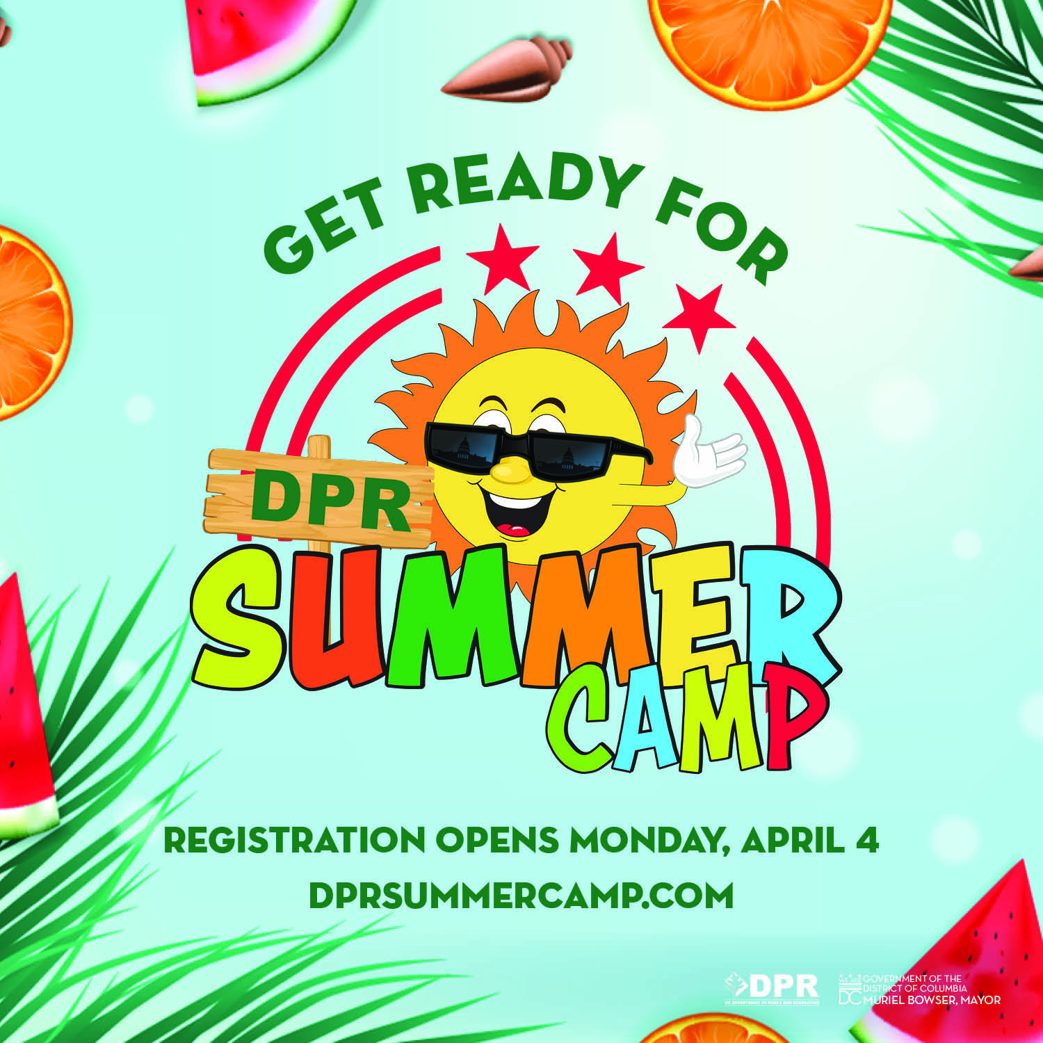 Summer Camp Registration Begins to Open Monday, April 4. Visit D P R Summer Camp dot com for details. 