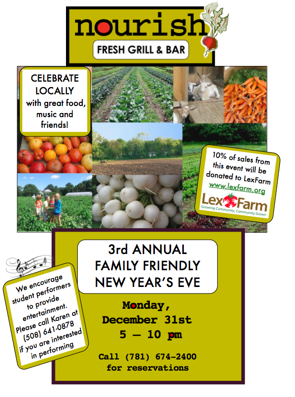 Family Friendly New
                            Year's Eve at nourish benefit LexFarm 5 - 10
                            pm
