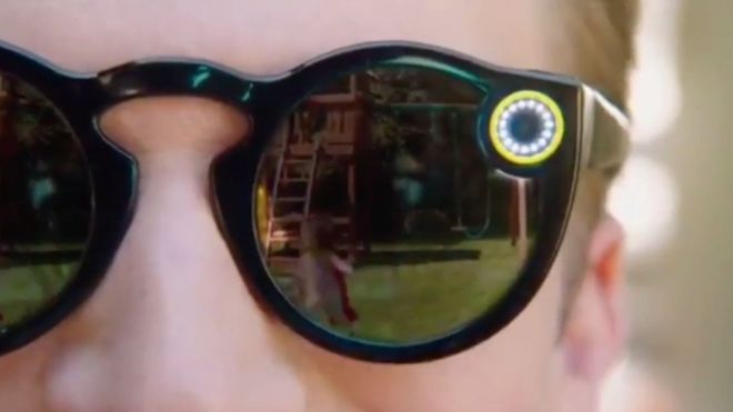 Snap's Spectacles, as seen on
            a promotional video found on YouTube