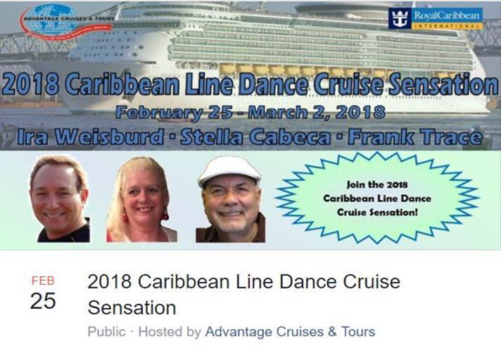 20fJ8 Cad$ean CÉSSenga&n 
na-,W e isb.ui 
2018 Caribbean Line Dance Cruise 
FEB 
25 Sensation 
Public • Hosted by Advantage Cruises & Tours 